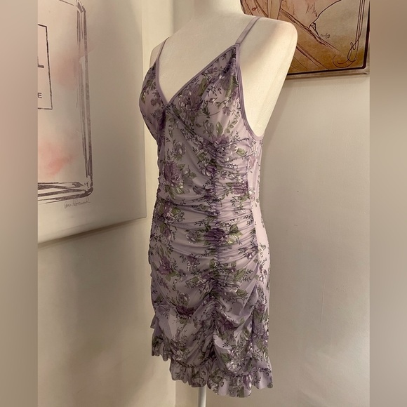 Sheer Sleep Lingerie Dress in Purple Floral Print - Picture 5 of 13